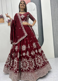 Mesmerizing Maroon Silk Sequence Work Festival Wear Lehenga Choli