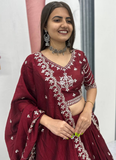 Mesmerizing Maroon Silk Sequence Work Festival Wear Lehenga Choli