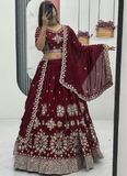 Mesmerizing Maroon Silk Sequence Work Festival Wear Lehenga Choli