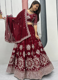 Mesmerizing Maroon Silk Sequence Work Festival Wear Lehenga Choli