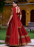 Mesmerizing Zari Embroidered Rangoli Crush Rust Orange Lehenga Choli