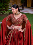 Mesmerizing Zari Embroidered Rangoli Crush Rust Orange Lehenga Choli