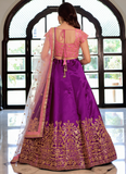 Mulberry Silk Zari Embroidered Work Purple Wedding Wear Lehenga Choli