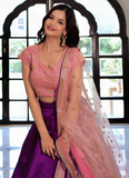 Mulberry Silk Zari Embroidered Work Purple Wedding Wear Lehenga Choli