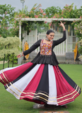 Multi Color Gamthi Embroidery Rayon Festive Lehenga With Kediya