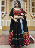 Multi Color Navratri Special Mirror Work Viscose Rayon Lehenga Choli