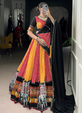 Multi Color Rayon Bandhani Print Gamthi Work Chaniya Choli For Navratri