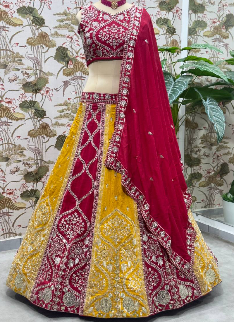 Multi Color Sequence Embroidered Georgette Wedding Wear Lehenga Choli