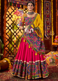 Multi Color Viscose Cotton Mirror Work Ghagra Choli For Navratri