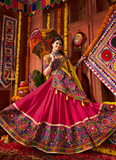 Multi Color Viscose Cotton Mirror Work Ghagra Choli For Navratri