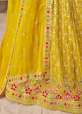 Multi Thread Embroidered Georgette Haldi Special Yellow Lehenga Choli
