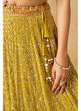 Multi Thread Embroidered Georgette Haldi Special Yellow Lehenga Choli