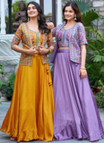 Mustard Yellow Vichitra Silk Plain Lehenga With Embroidered Blouse

Embroidered Blouse And Jacket With Vichitra Silk Lavender Lehenga