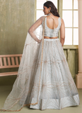 Alluring White Net Embroidered Bridesmaids lehenga choli with dupatta