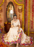 Navratri Special Multi Thread Work Viscose Rayon White Chaniya Choli