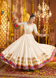 Navratri Special Multi Thread Work Viscose Rayon White Chaniya Choli