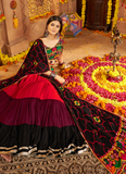 Navratri Special Real Mirror Gamthi Work Viscose Cotton Multi Lehenga