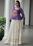 Navratri Wear Bandhani Print Gota Patti Work Cotton Beige Crop Top