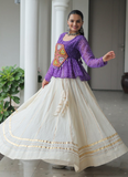 Navratri Wear Bandhani Print Gota Patti Work Cotton Beige Crop Top