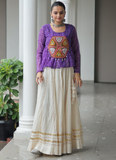 Navratri Wear Bandhani Print Gota Patti Work Cotton Beige Crop Top
