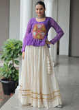 Navratri Wear Bandhani Print Gota Patti Work Cotton Beige Crop Top