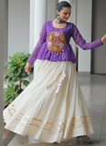 Navratri Wear Bandhani Print Gota Patti Work Cotton Beige Crop Top