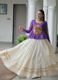 Navratri Wear Bandhani Print Gota Patti Work Cotton Beige Crop Top