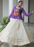 Navratri Wear Bandhani Print Gota Patti Work Cotton Beige Crop Top