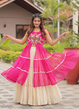 Navratri Wear Cotton Beige Lehenga With Gamthi Embroidered Work Shrug