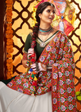 Navratri Wear Gota Patti Border Silk White Chaniya Choli With Dupatta