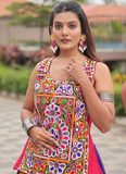Navratri Wear Multi Color Gamthi Real Mirror Work Cotton Lehenga Choli