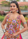 Navratri Wear Multi Color Gamthi Real Mirror Work Cotton Lehenga Choli