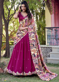 Fascinating Sequence Embroidered Vichitra Silk Pink Lehenga Choli