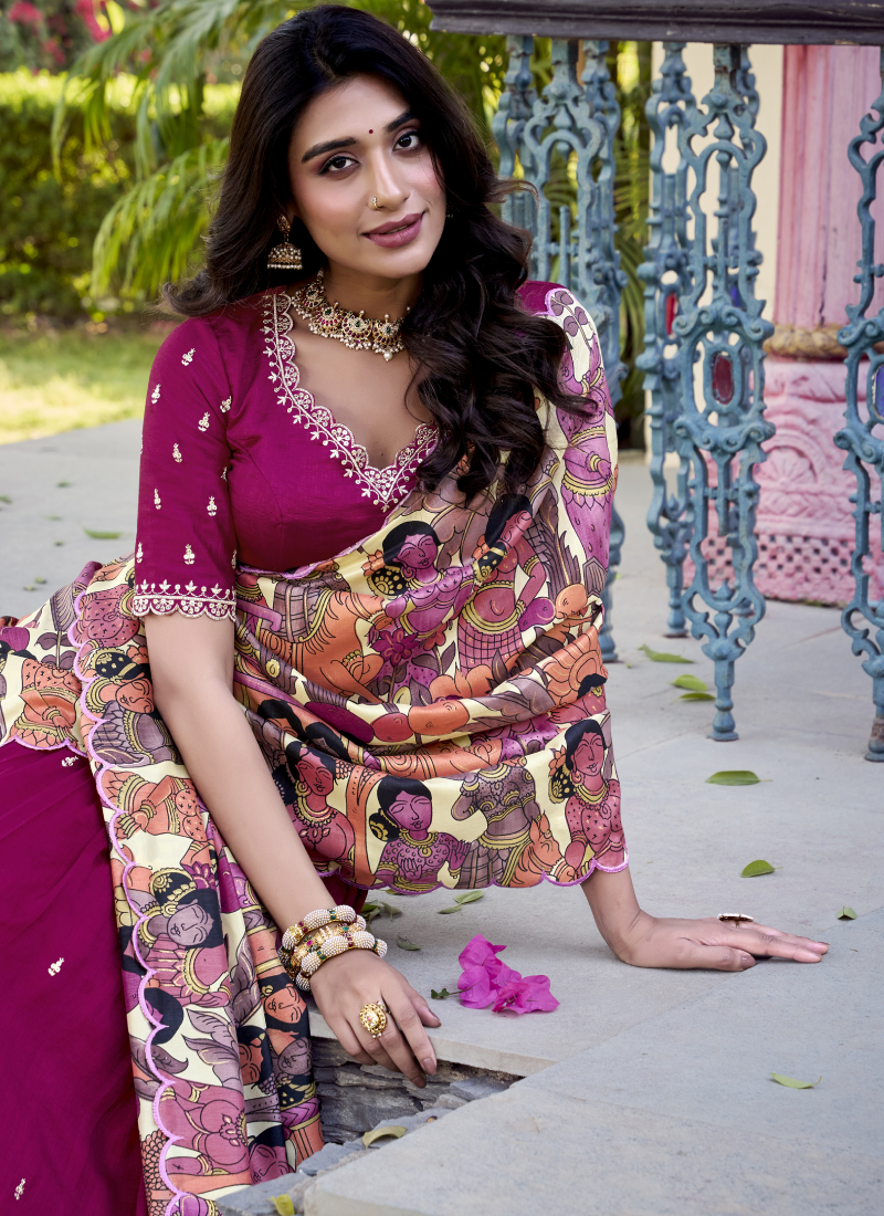 Fascinating Sequence Embroidered Vichitra Silk Pink Lehenga Choli