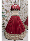 Sequence Zari Embroidered Georgette Maroon Pretty Lehenga Choli