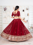 Sequence Zari Embroidered Georgette Maroon Pretty Lehenga Choli