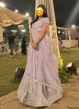 Amazing Zari Embroidered Work Georgette Light Lavender Lehenga