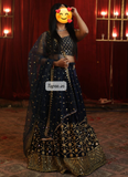 Wedding Blue Designer Embroidery Sequence Work Lehenga Choli