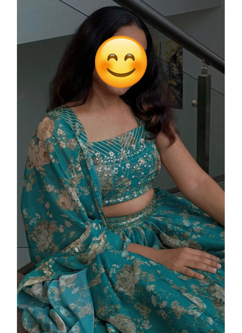 Designer Floral Printed Wedding Organza Lehenga Choli