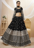 Newest Sequence Work Georgette Black Lehenga Choli For Party