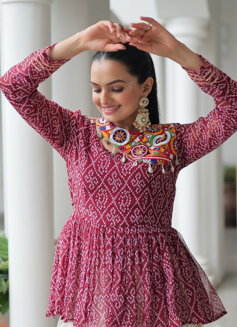 Off White Embroidery Work Peplum Choli With Kora Cotton Lehenga