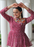 Off White Embroidery Work Peplum Choli With Kora Cotton Lehenga