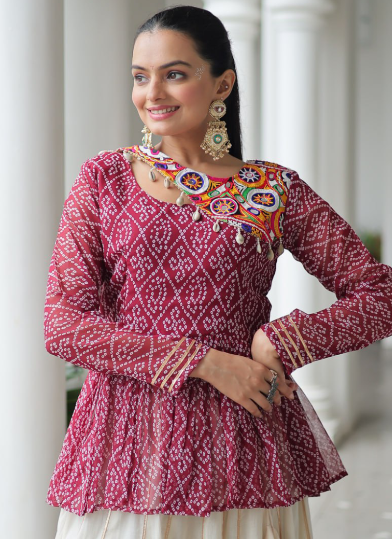 Off White Embroidery Work Peplum Choli With Kora Cotton Lehenga