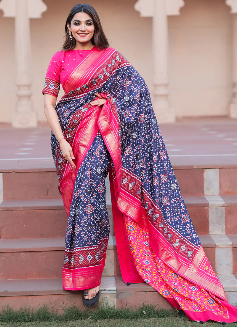 Pink Banarasi Saree With Lichi Silk Fab – Shivansh Fab