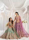 Mesmerizing Pista Green Organza Thread Embroidered Work Lehenga Choli