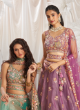 Mesmerizing Pista Green Organza Thread Embroidered Work Lehenga Choli