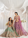 Mesmerizing Pista Green Organza Thread Embroidered Work Lehenga Choli