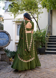 Plain Georgette Mehendi Green Lehenga Choli For Mehndi Function