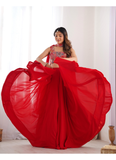 Precious Red Embroidered Party Wear Georgette Lehenga Choli With Dupatta 1