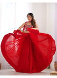 Precious Red Embroidered Party Wear Georgette Lehenga Choli With Dupatta 4